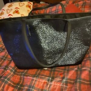 Big black glittery tote bag
